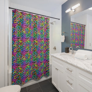 Bespattered Facade Candy Coated Neon Leopard Shower Curtain