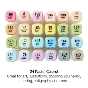 Double-Ended Alcohol Markers 24 Pastel Colors