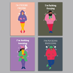 I'm F*cking Freezing Winter Greeting Cards, Set of 24