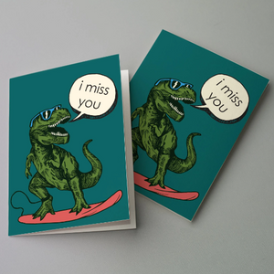 Dinosaur I Miss You Greeting Cards, Set of 24