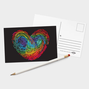 Rainbow Thumbprint Heart Postcards, Pack of 32