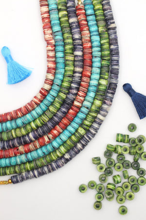 Handmade Rondelle Spacer Bone Beads, 8x4mm, 45 Pieces