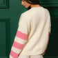BiBi Colorful Floral Patched Sweater With Striped Sleeves