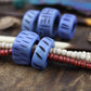 Periwinkle Blue: Hand Carved Bone Beads, approx. 20x25mm, Dread Beads, 3 pieces