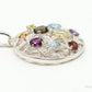 Vintage Multi Gemstone Sterling Silver Necklace Pendant