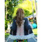 One-of-a-Kind Embroidered Tween Flower Denim Fringe Jacket - Thailand