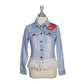 One-of-a-Kind Embroidered Tween Flower Denim Fringe Jacket - Thailand