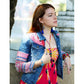 One-of-a-Kind Embroidered Tween Flower Denim Fringe Jacket - Thailand