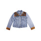 One-of-a-Kind Embroidered Tween Flower Denim Fringe Jacket - Thailand