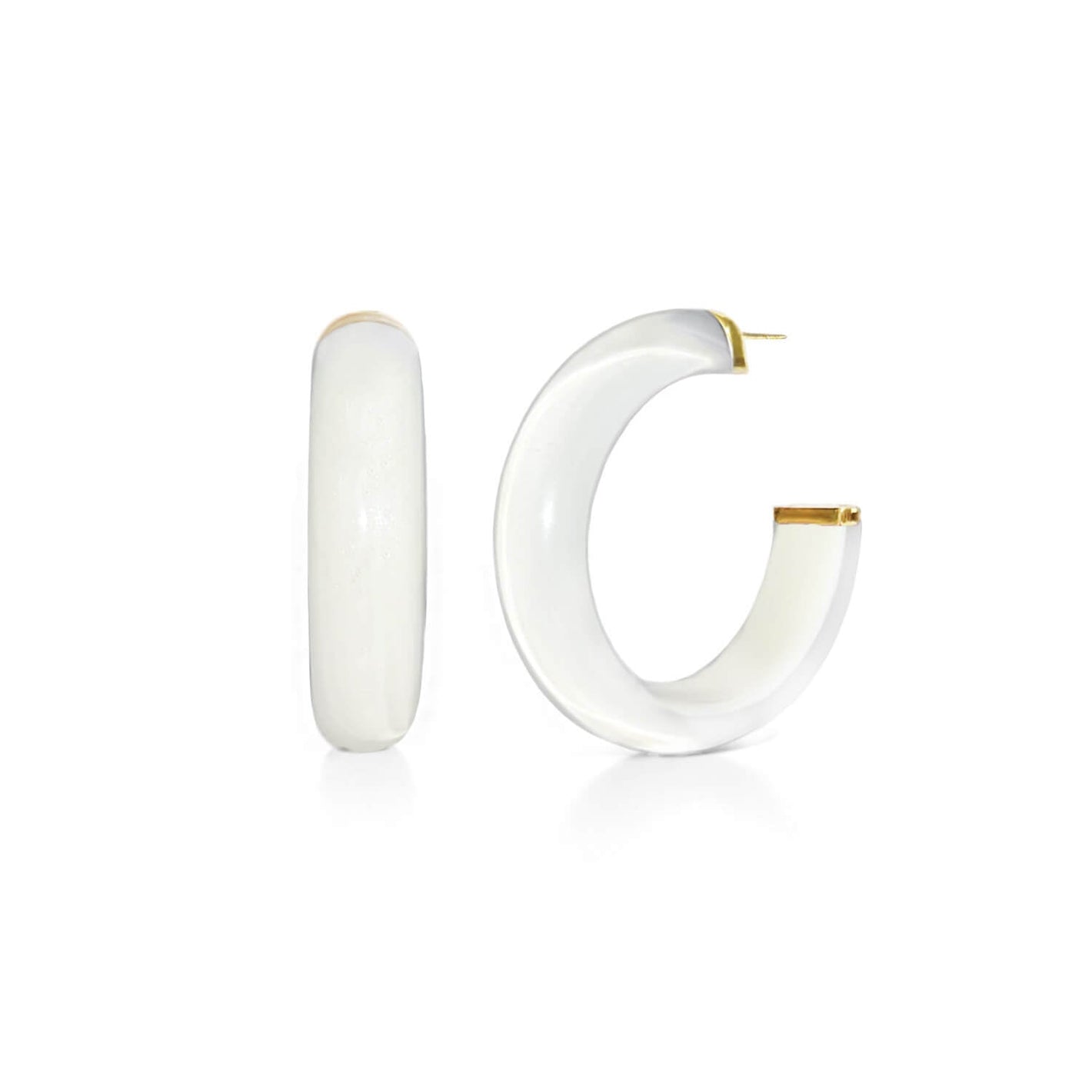Small Illusion Lucite Hoop Earrings in Neutrals