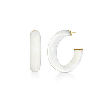 Small Illusion Lucite Hoop Earrings in Neutrals