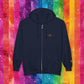 Bespattered Facade Rainbow Proud LGBTQ+ Pride Embroidered Full-Zip Hoodie