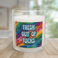 Bespattered Facade Semi-Motivational Glass Candle – "Fresh Out of F*cks" (11oz)