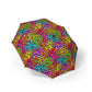 Neon Rainbow Leopard Foldable Umbrella — Compact Semi-Automatic Rain Parasol
