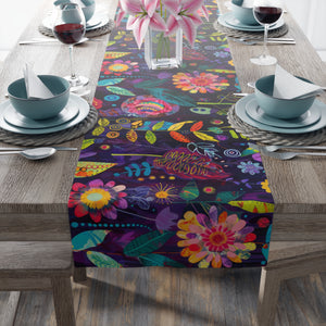 Bespattered Facade Colorful Flowers Table Runner (2 sizes)