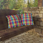 Bespattered Facade Rainbow Plaid UV-Resistant Outdoor Pillows | 4 Sizes