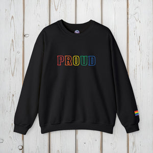 Bespattered Facade Proud Rainbow LGBTQ+ Pride Embroidered Crewneck Sweatshirt