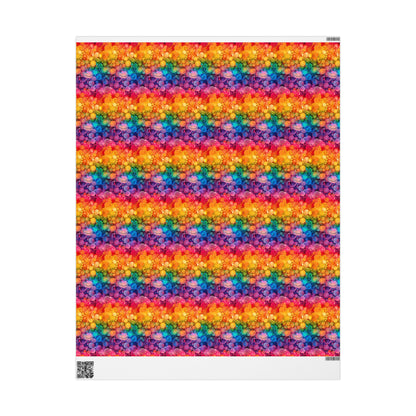 Bespattered Facade Rainbow Ink Circles Wrapping Paper | Three Sizes | Glossy or Matte