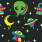Spaced Out Alien Crew Socks - UV Reactive