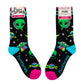 Spaced Out Alien Crew Socks - UV Reactive