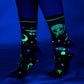 Spaced Out Alien Crew Socks - UV Reactive