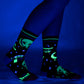 Spaced Out Alien Crew Socks - UV Reactive