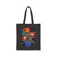 Bespattered Facade Rainbow "Sensitive Little Menace" Floral Canvas Tote Bag Reusable Carryall