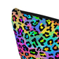 Bespattered Facade Candy Coated Neon Leopard Accessory Pouch With T-Bottom | 2 Sizes