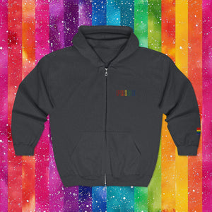 Bespattered Facade Rainbow LGBTQ+ Pride Embroidered Full-Zip Hoodie
