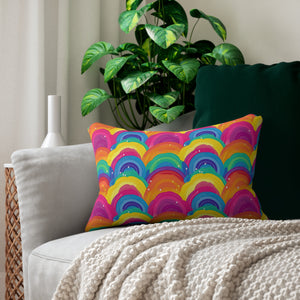 Bespattered Facade Painted Rainbows Lumbar Throw Pillow