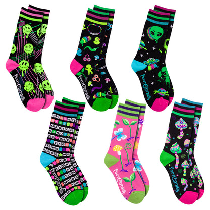 UV Reactive Rave Crew Sock Pack | 6 Designs