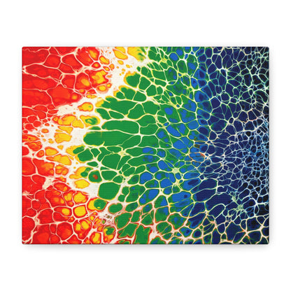 Bespattered Facade Rainbow Seaside Stretched Matte Canvas Art Prints | Multiple Sizes