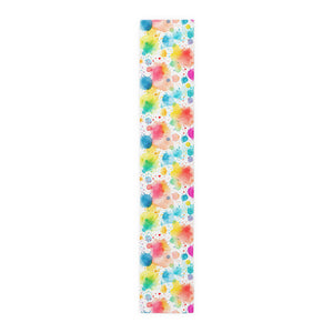 Bespattered Facade Rainbow Watercolor Paint Splatters Table Runner (2 sizes)