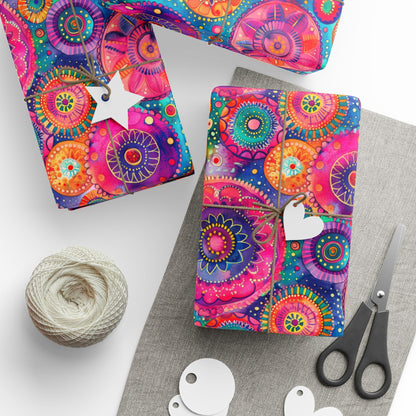 Bespattered Facade Colorful Circles Wrapping Paper | Three Sizes | Glossy or Matte