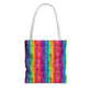 Bespattered Facade Rainbow Stripes Eco-Friendly Carryall Tote Bag