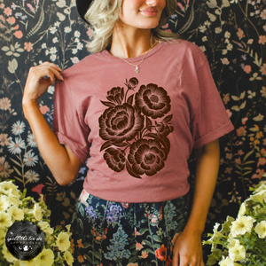 Brown Rose Tee | Vintage Botanical Floral Graphic T-Shirt