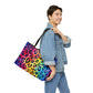 Bespattered Facade Rainbow Watercolor Leopard Weekender Beach Tote Bag