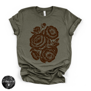 Brown Rose Tee | Vintage Botanical Floral Graphic T-Shirt