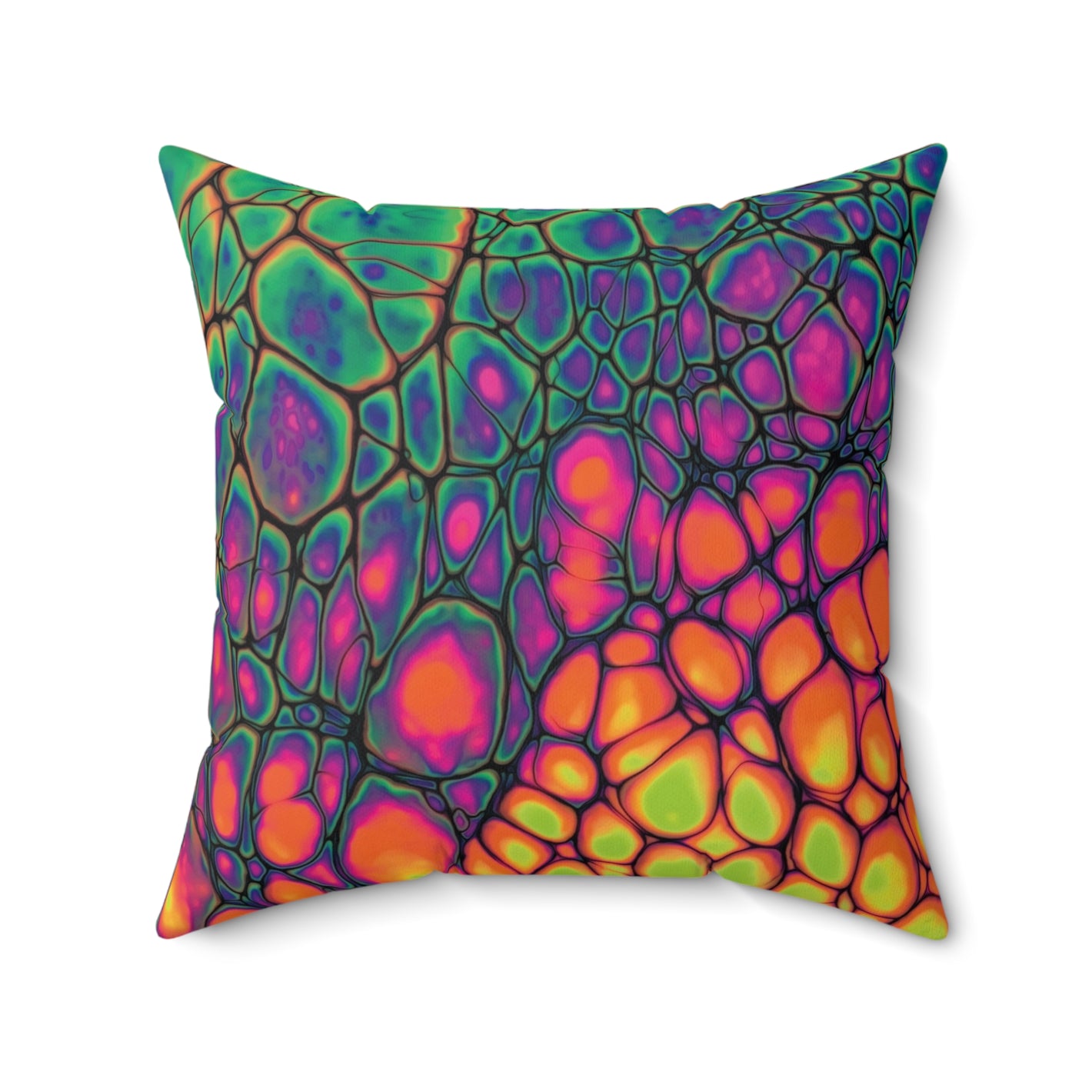 Bespattered Facade Neon Butterfly Square Throw Pillow | 4 Sizes
