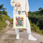 Bespattered Facade "Trying to Have a Nice Day..." Floral Canvas Tote Bag Reusable Carryall