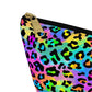 Bespattered Facade Candy Coated Neon Leopard Accessory Pouch With T-Bottom | 2 Sizes