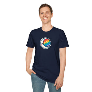 Bespattered Facade Rainbow Moon and Stars Unisex Softstyle T-Shirt