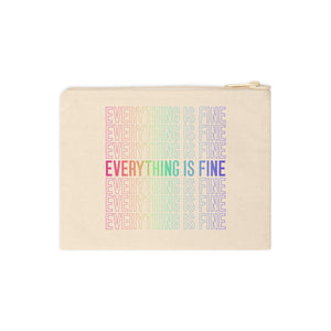 Bespattered Facade Everything is Fine Zipper Pouch Cotton Canvas Wristlet