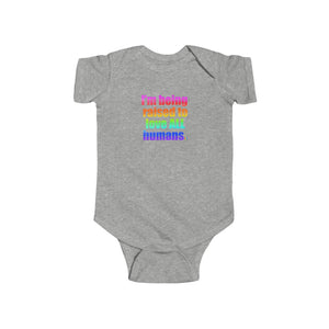 Bespattered Facade Love All Humans Infant Fine Jersey Bodysuit