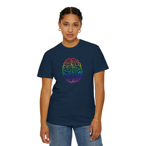Bespattered Facade Rainbow Brain Line Art Premium Unisex Comfort Colors Garment Dyed 100% Cotton T-Shirt