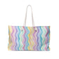 Bespattered Facade Pastel Squiggles Weekend Beach Tote Bag with Cotton Rope Handles