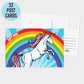 Pride Unicorn Postcards, Pack of 32