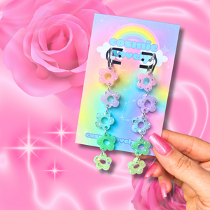 Pastel Rainbow Daisy Earrings