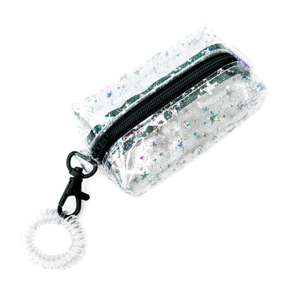 Petite Boxy Pouch | clear glitter stars