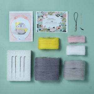 Casual Penguin Needle Felting Kit. Wizardi DIY Wool Craft Kit F07N8-W117
